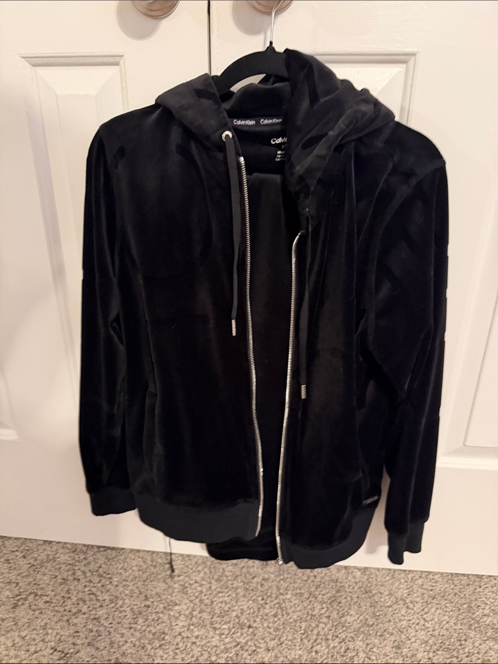 Calvin Klein  Black Velour Zip-Up Hoodie Jacket and pants